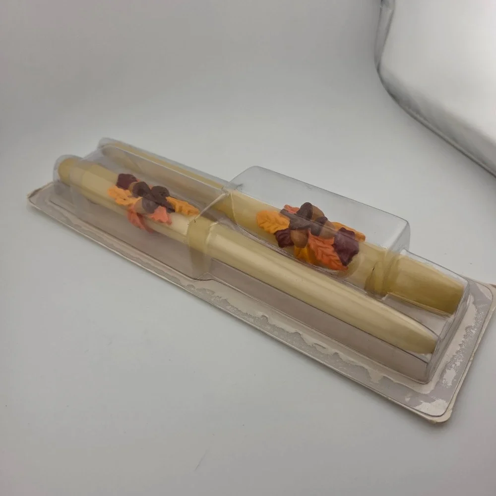 Avon Vintage‎ Thanksgiving Taper Candles Shades of Autumn Ivory New in Box